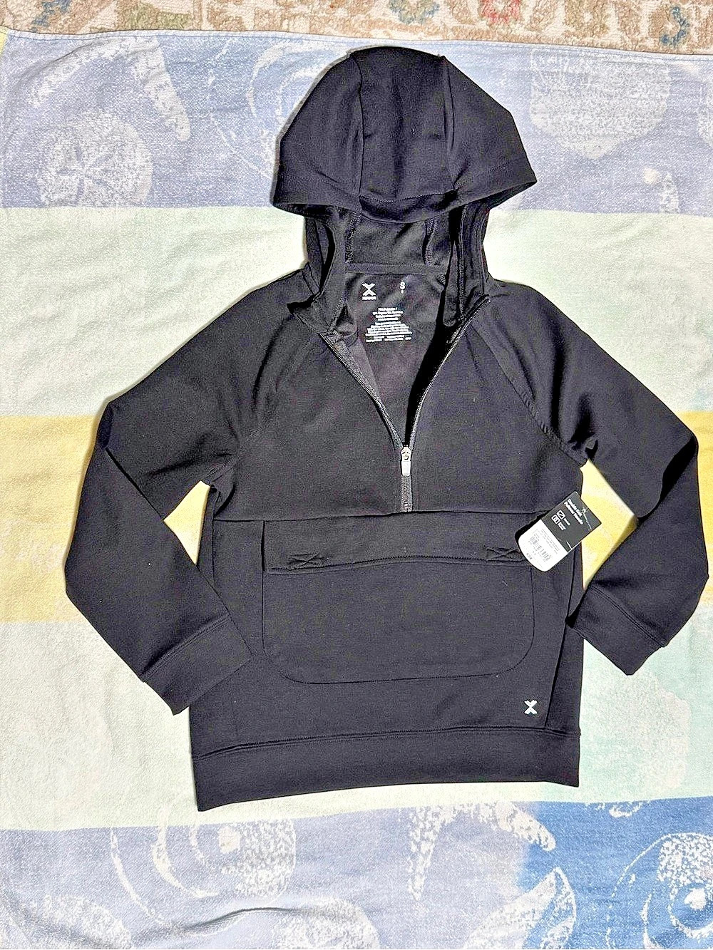 Xersion Double Knit Pullover Hoodie Black Small NWT